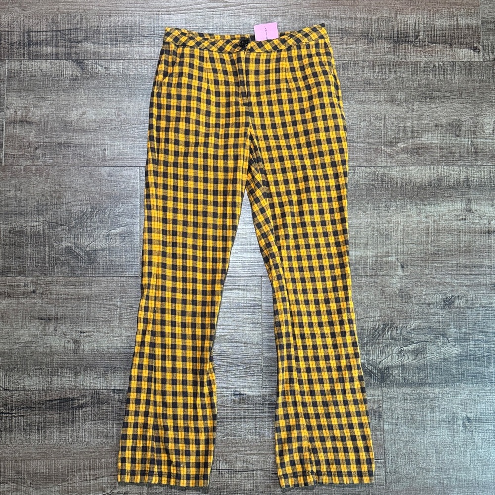UNIF Yellow and Black Plaid Pants